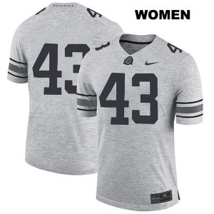 Women's NCAA Ohio State Buckeyes Robert Cope #43 College Stitched No Name Authentic Nike Gray Football Jersey OO20M55VA